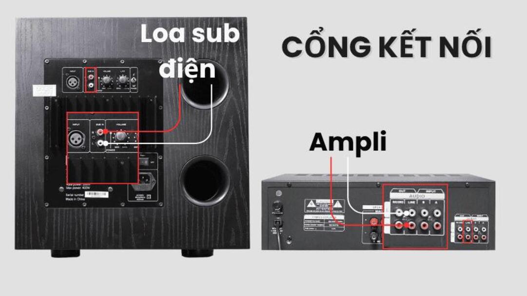 Hướng dẫn đấu nối loa sub điện với amply karaoke